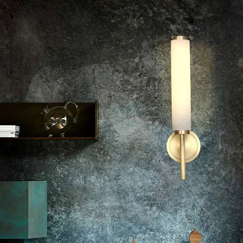 Arlo Alabaster Cylindrical Wall Sconce | Celestre