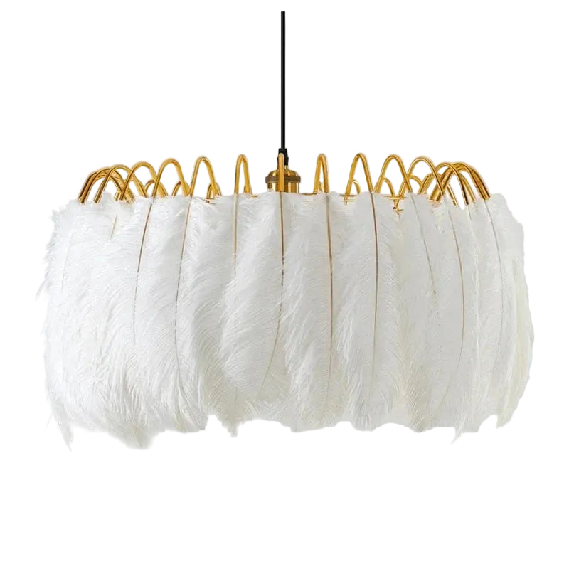Gini Round Ostrich Plumes Pendant Light | Celestre