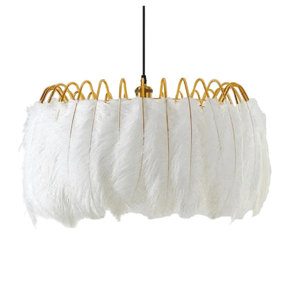 Gini Round Ostrich Plumes Pendant Light | Celestre