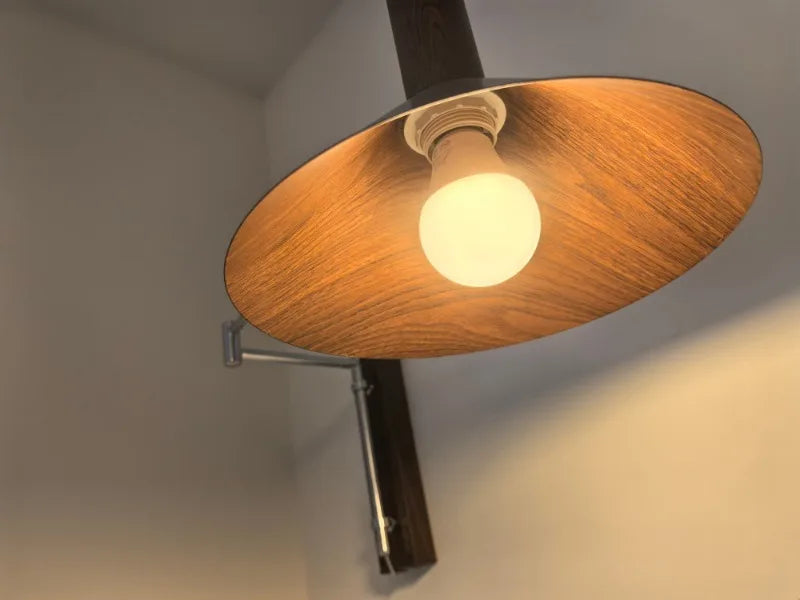 Dalvi Mid Century Walnut Effect Swing Arm Wall Light | Celestre