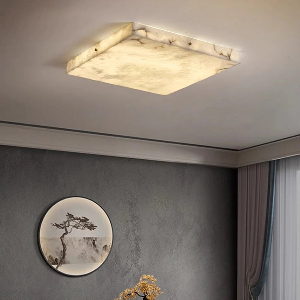 Ollen Cuboid Alabaster Ceiling Light W 30 cm | Celestre