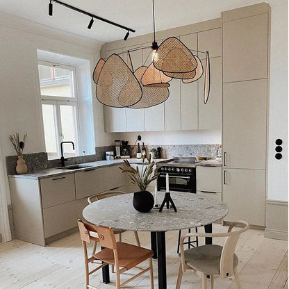 Vexe Screen Cannage Rattan Chandelier D 80 cm | Celestre