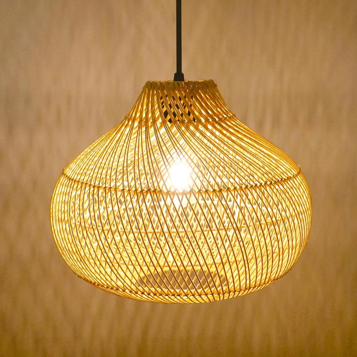 Ivor Wabi-sabi Rattan Pendant Light Beige 70 cm x 45 cm | Celestre