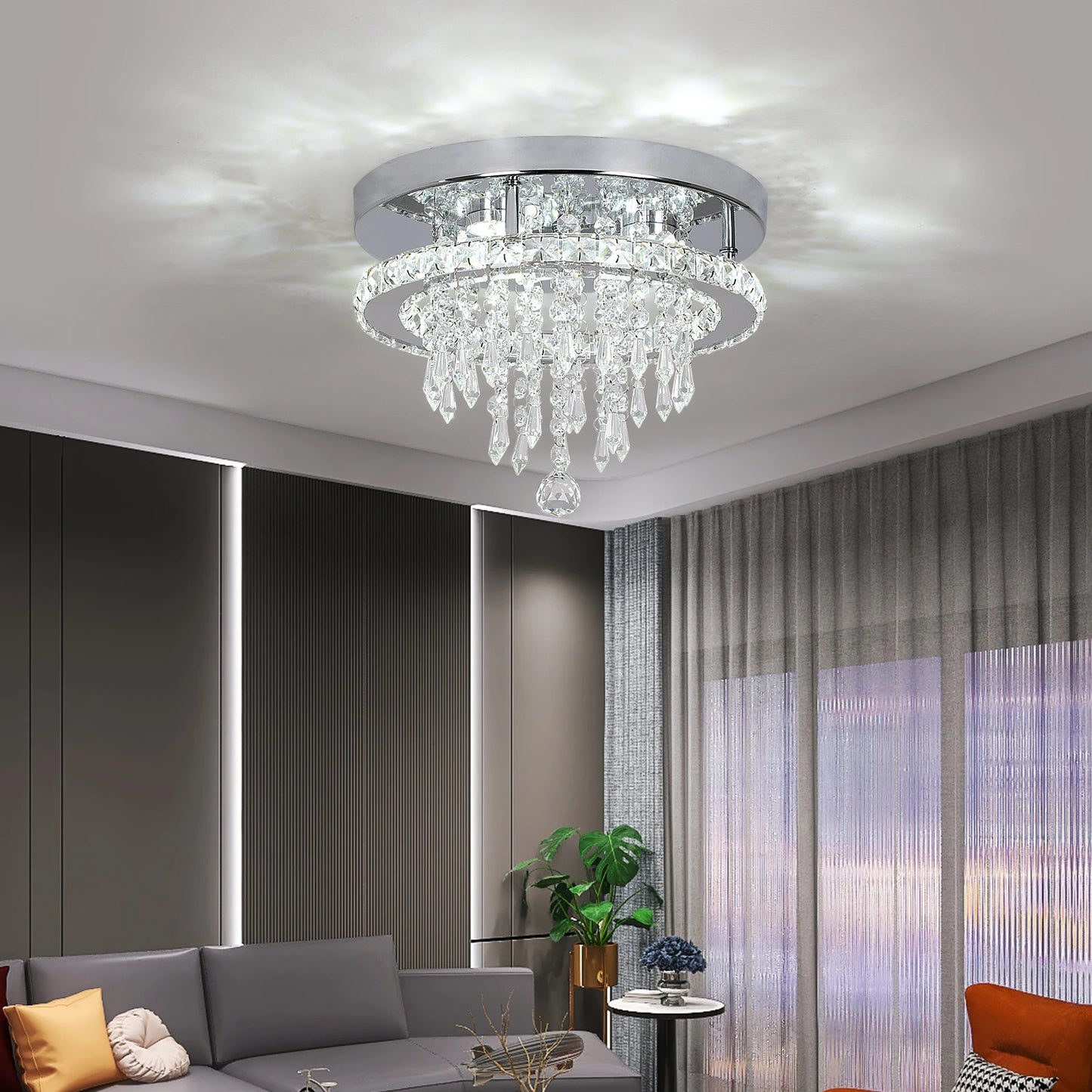 Tori Round Crystal Ceiling Light | Celestre