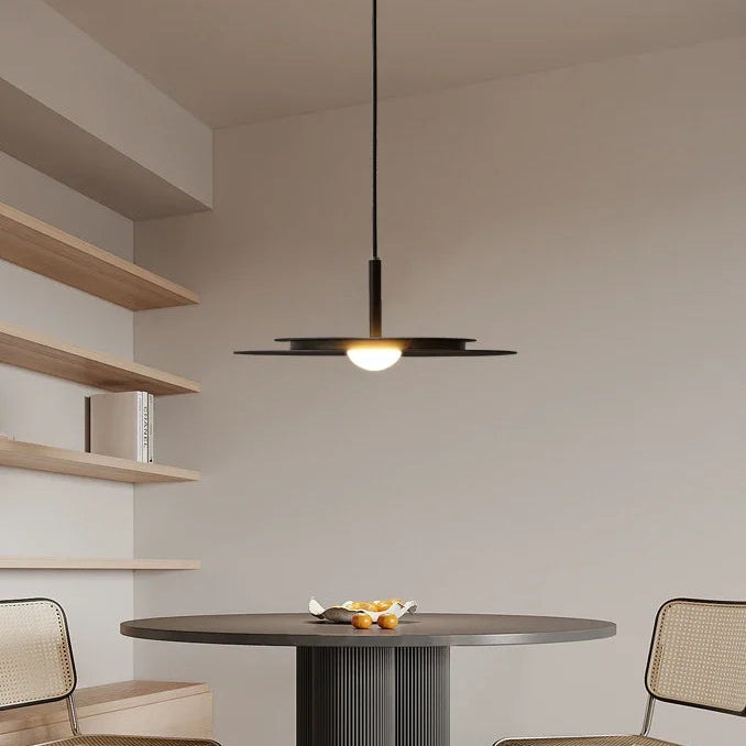 Virro Slim Round Disc Pendant Light Black D 35 cm | Celestre