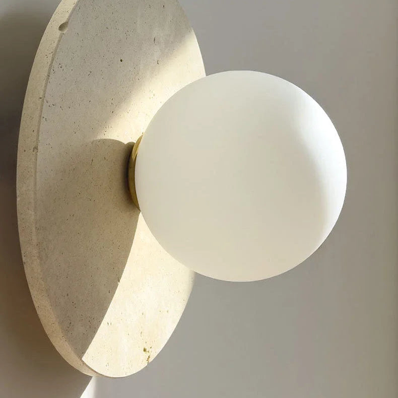 Zori Travertine Round Globe Wall Light | Celestre