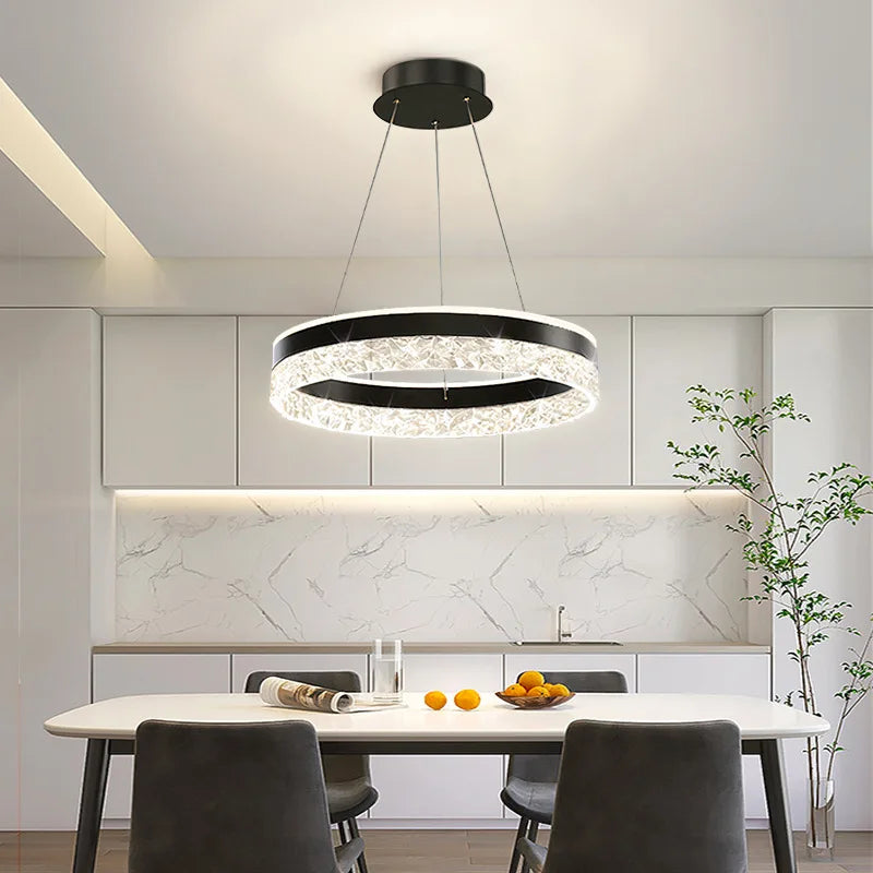 Xeno Ring Halo Led Chandelier Black | Celestre