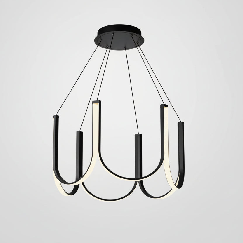 Jexo U Shaped Round Chandelier Black 6 Heads | Celestre