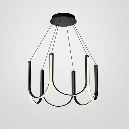 Jexo U Shaped Round Chandelier Black 6 Heads | Celestre
