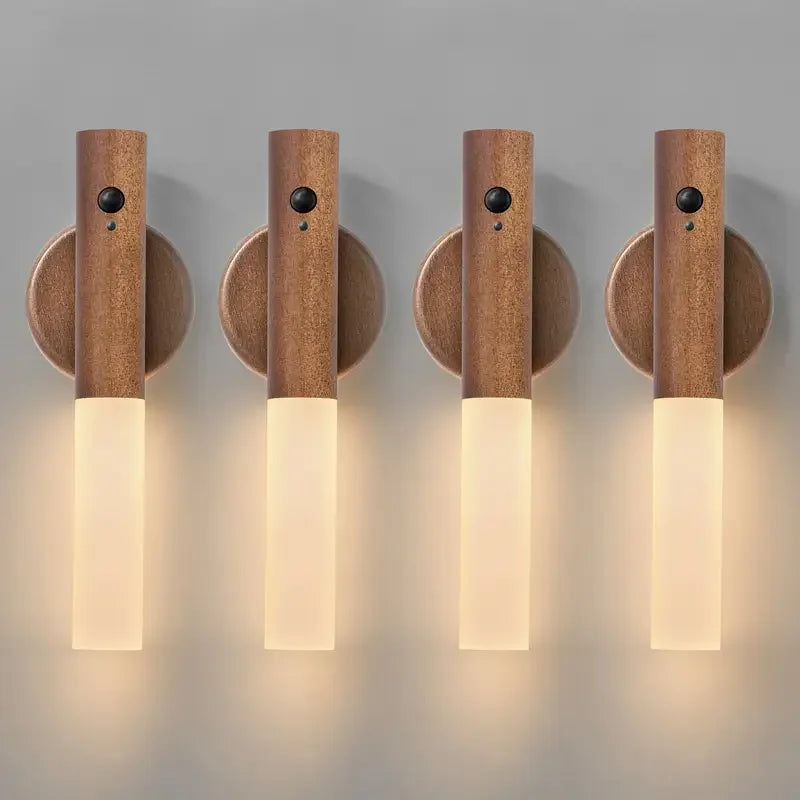 Avrel Motion Sensor LED Wall Light Walnut 4 Pcs | Celestre