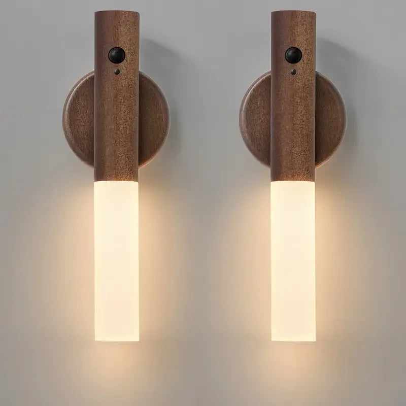 Avrel Motion Sensor LED Wall Light Walnut 2 Pcs | Celestre