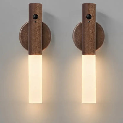 Avrel Motion Sensor LED Wall Light Walnut 2 Pcs | Celestre