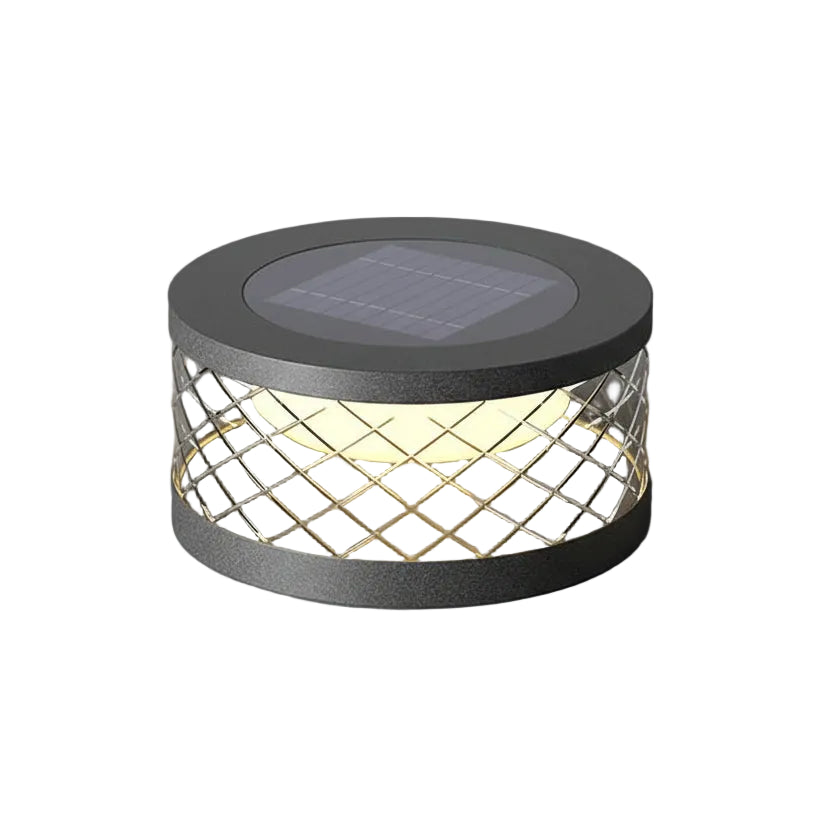 Yexo Solar Round Criss Cross Pillar Light | Celestre