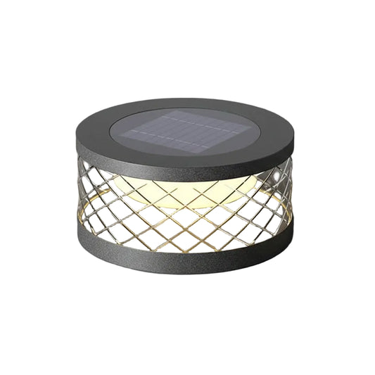 Yexo Solar Round Criss Cross Pillar Light | Celestre