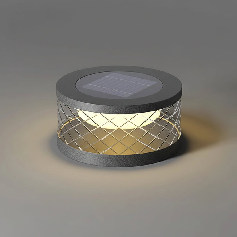 Yexo Solar Round Criss Cross Pillar Light | Celestre