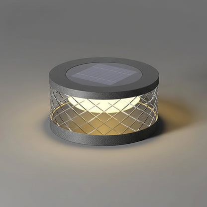 Yexo Solar Round Criss Cross Pillar Light | Celestre