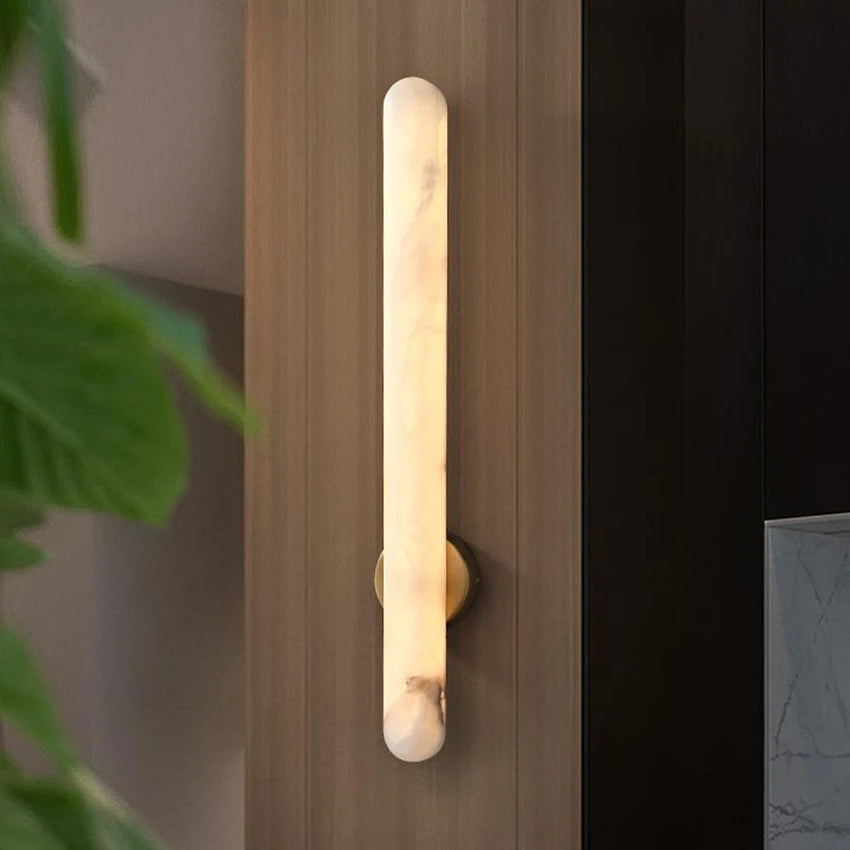 Zina Alabaster Long Cylindrical Wall Light | Celestre