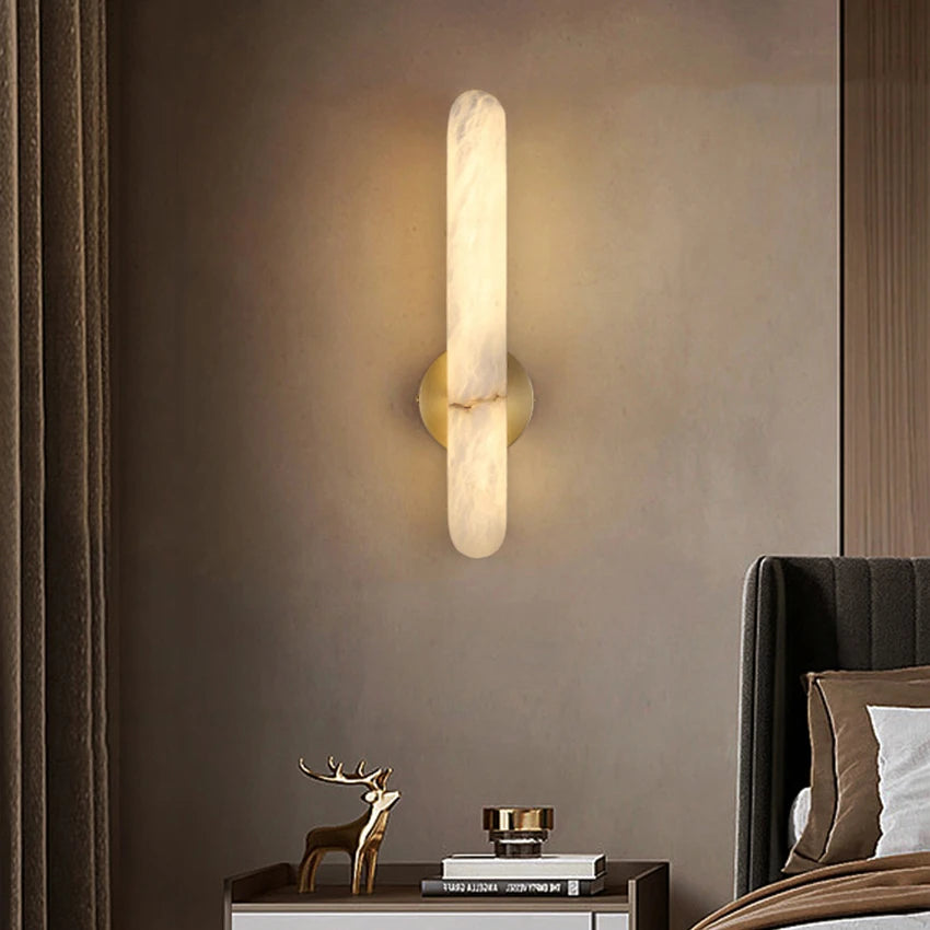 Zina Alabaster Long Cylindrical Wall Light | Celestre