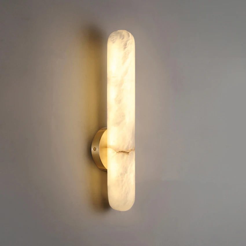 Zina Alabaster Long Cylindrical Wall Light H 40 cm | Celestre