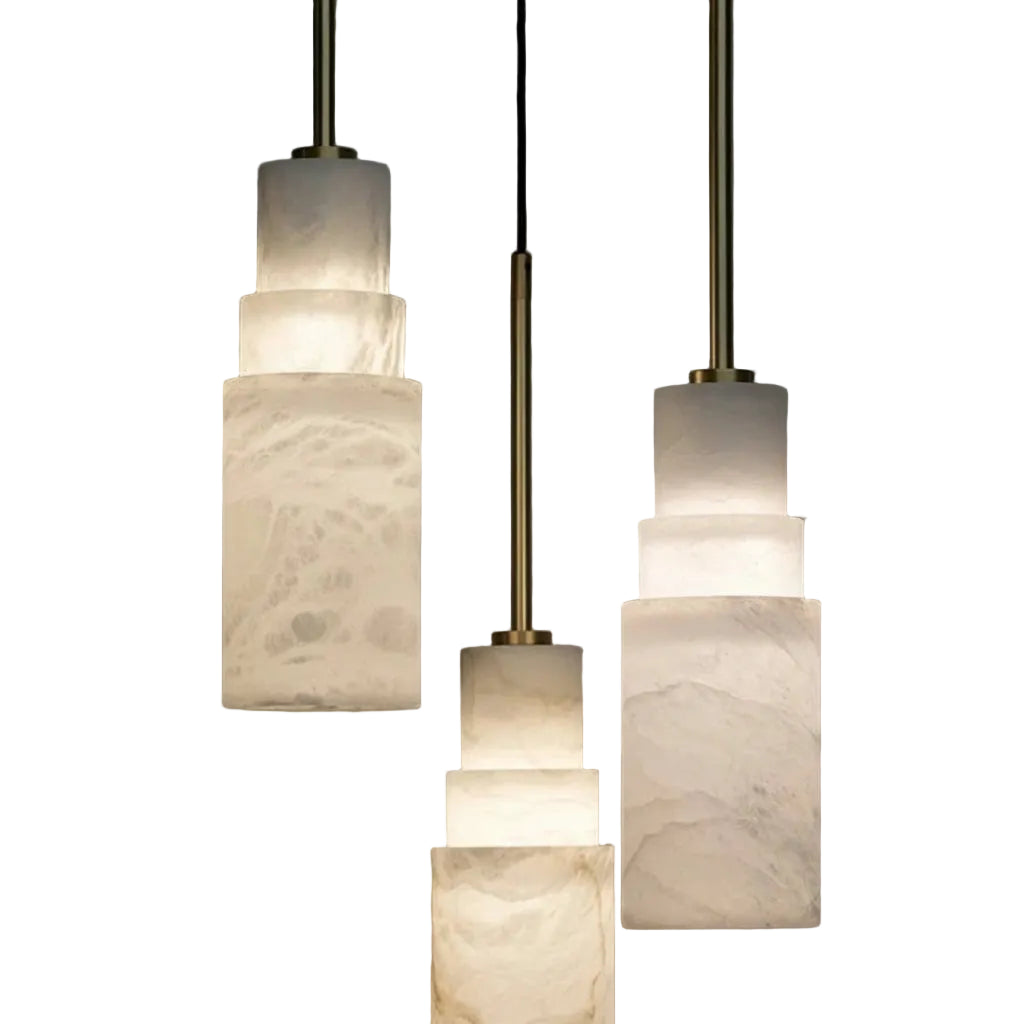 Klyra Stepped Alabaster Pendant Light | Celestre