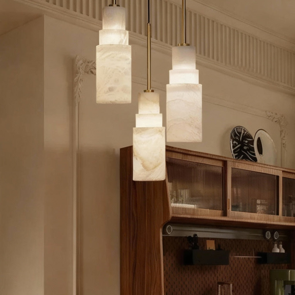 Klyra Stepped Alabaster Pendant Light | Celestre