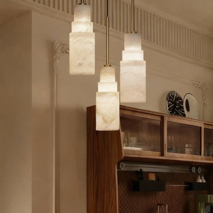 Klyra Stepped Alabaster Pendant Light | Celestre