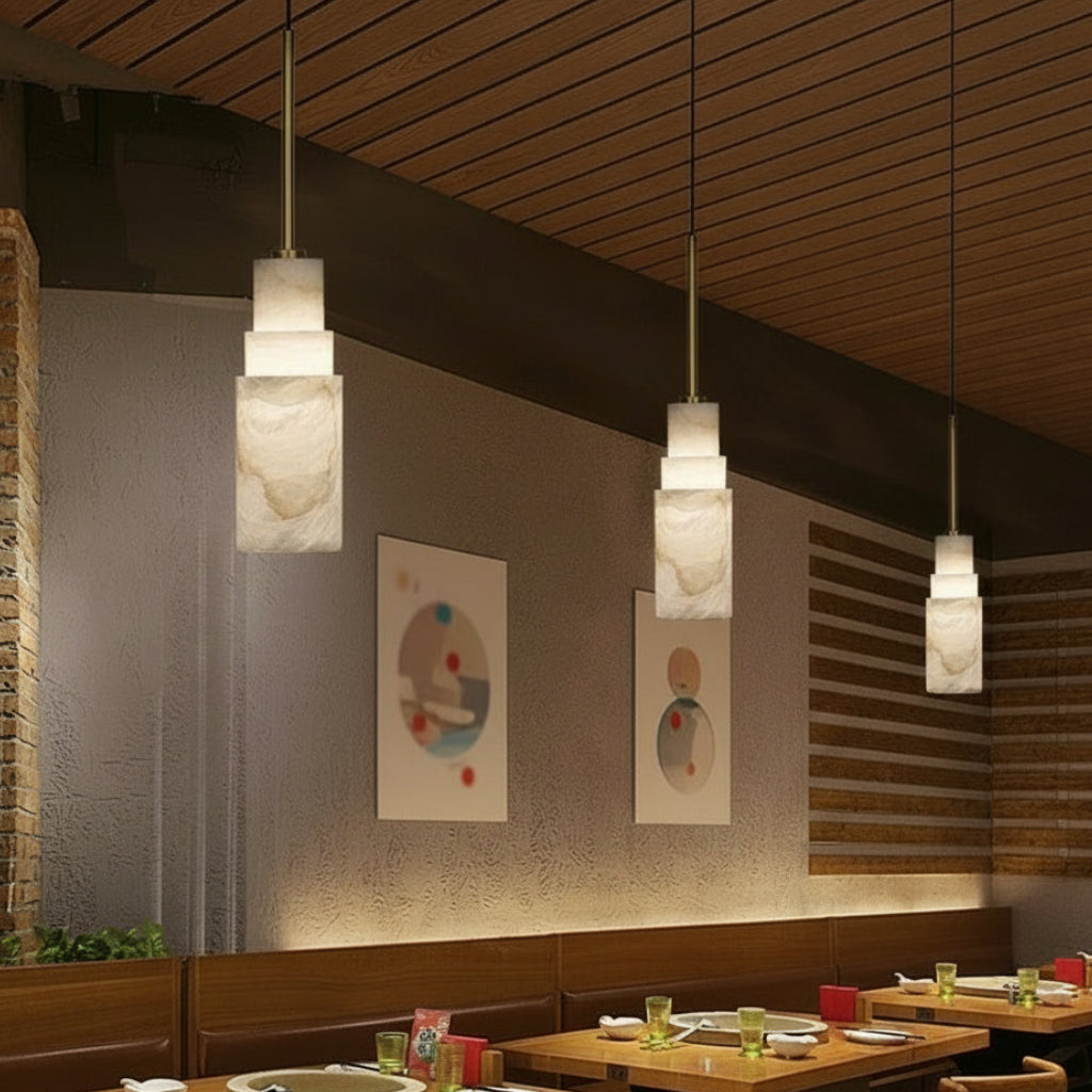 Klyra Stepped Alabaster Pendant Light | Celestre