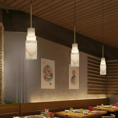 Klyra Stepped Alabaster Pendant Light | Celestre