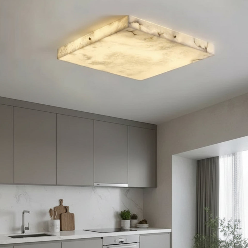 Ollen Cuboid Alabaster Ceiling Light W 100 cm | Celestre