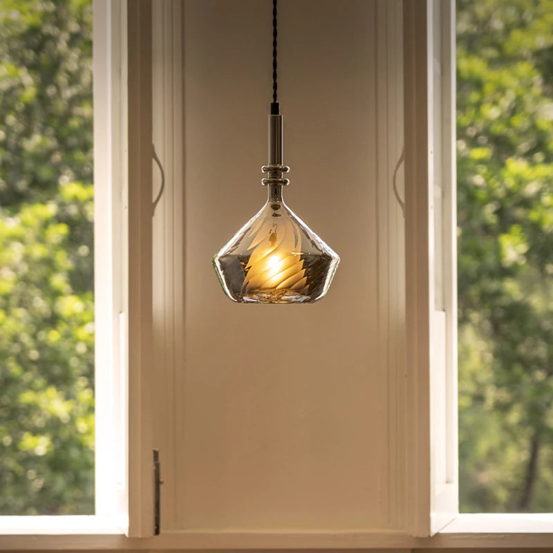 Bezi Diamond Spiral Ribbed Pendant Light | Celestre