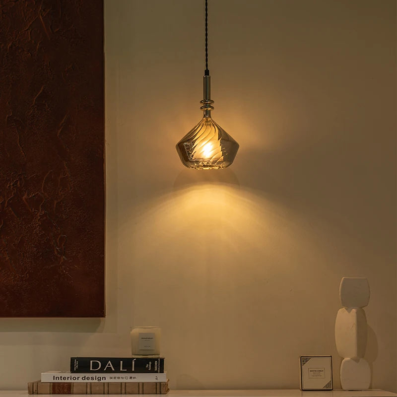 Bezi Diamond Spiral Ribbed Pendant Light | Celestre