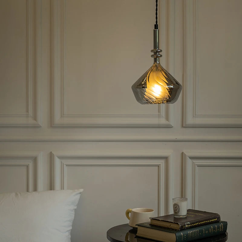 Bezi Diamond Spiral Ribbed Pendant Light | Celestre