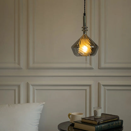 Bezi Diamond Spiral Ribbed Pendant Light | Celestre