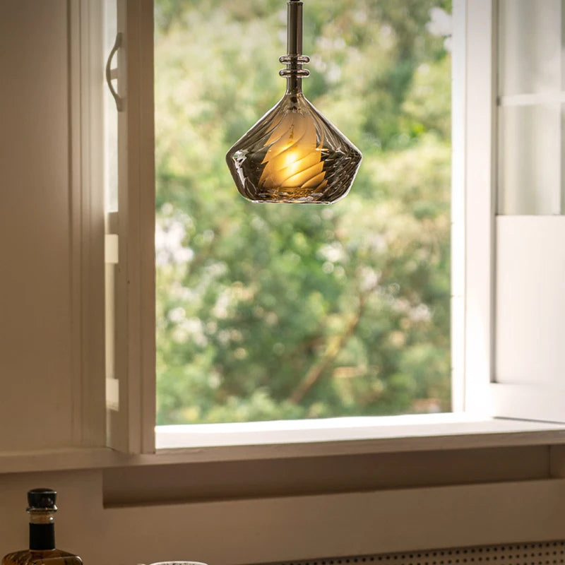 Bezi Diamond Spiral Ribbed Pendant Light | Celestre