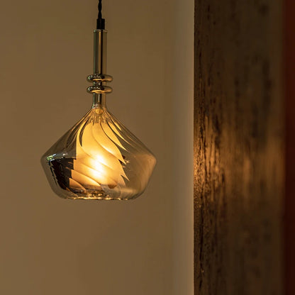 Bezi Diamond Spiral Ribbed Pendant Light | Celestre