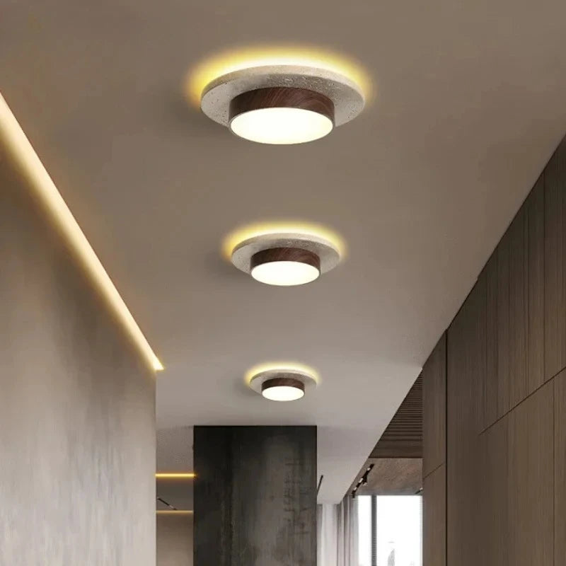 Noru Wabi-Sabi Travertine Ceiling Light Walnut D 22 cm | Celestre