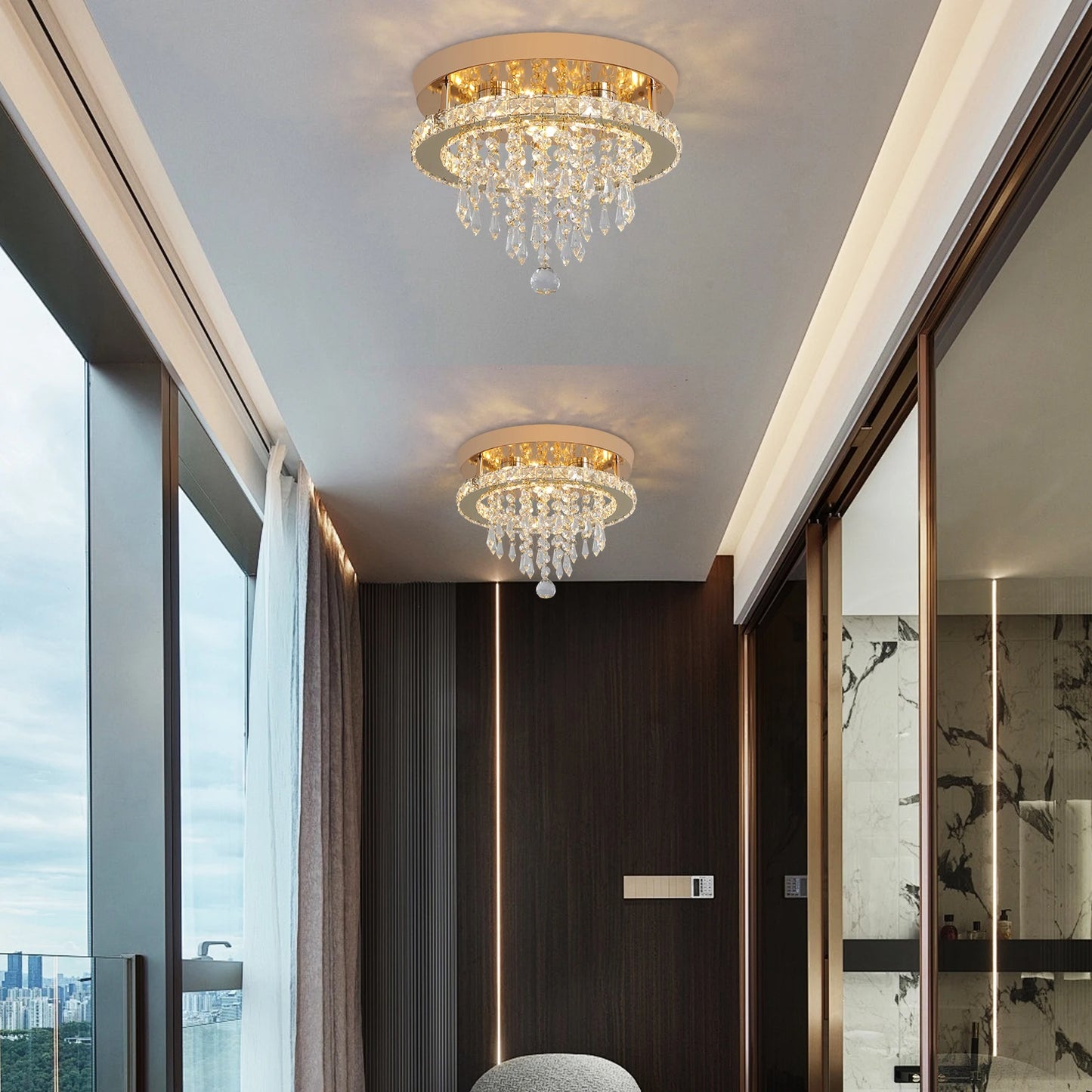 Tori Round Crystal Ceiling Light | Celestre