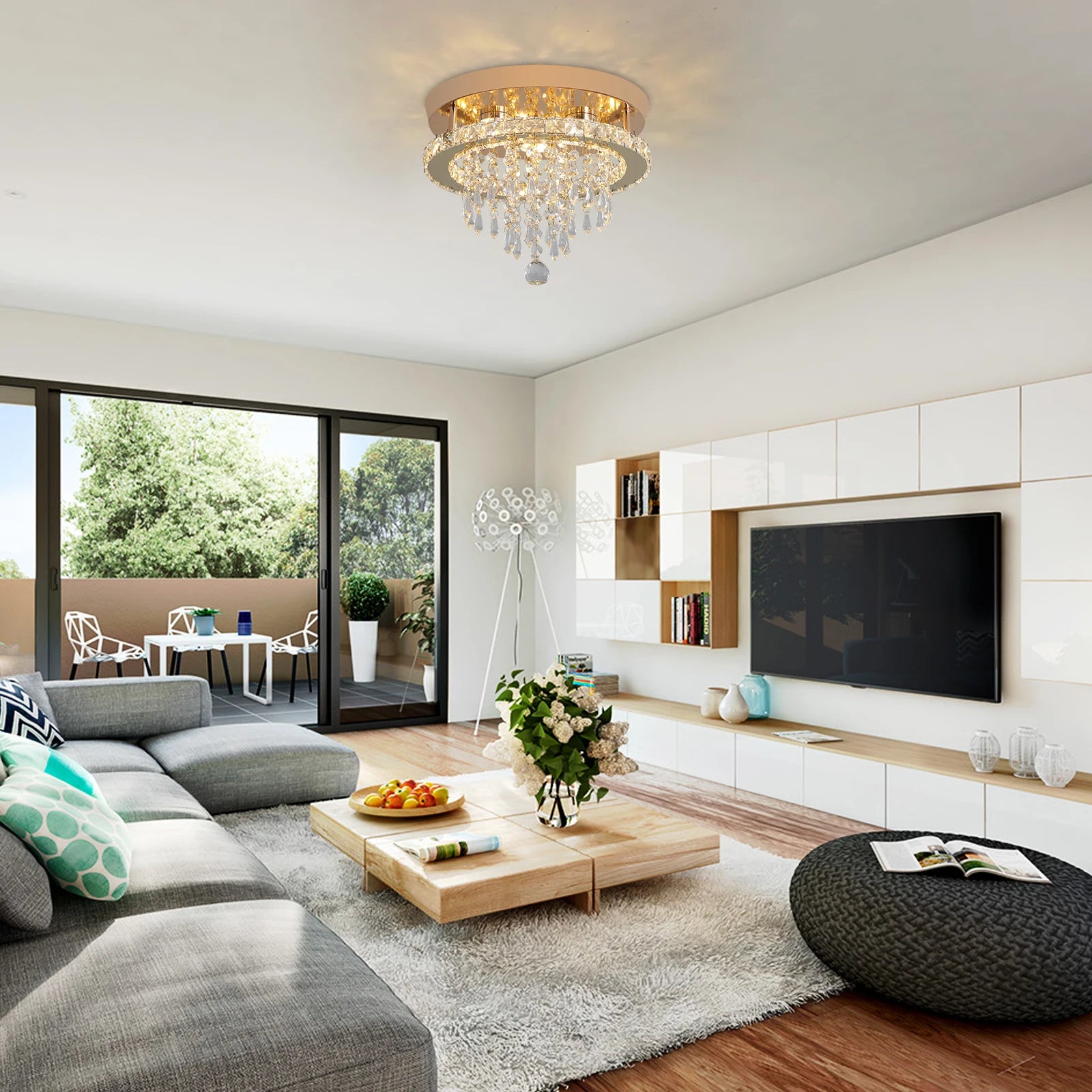 Tori Round Crystal Ceiling Light | Celestre