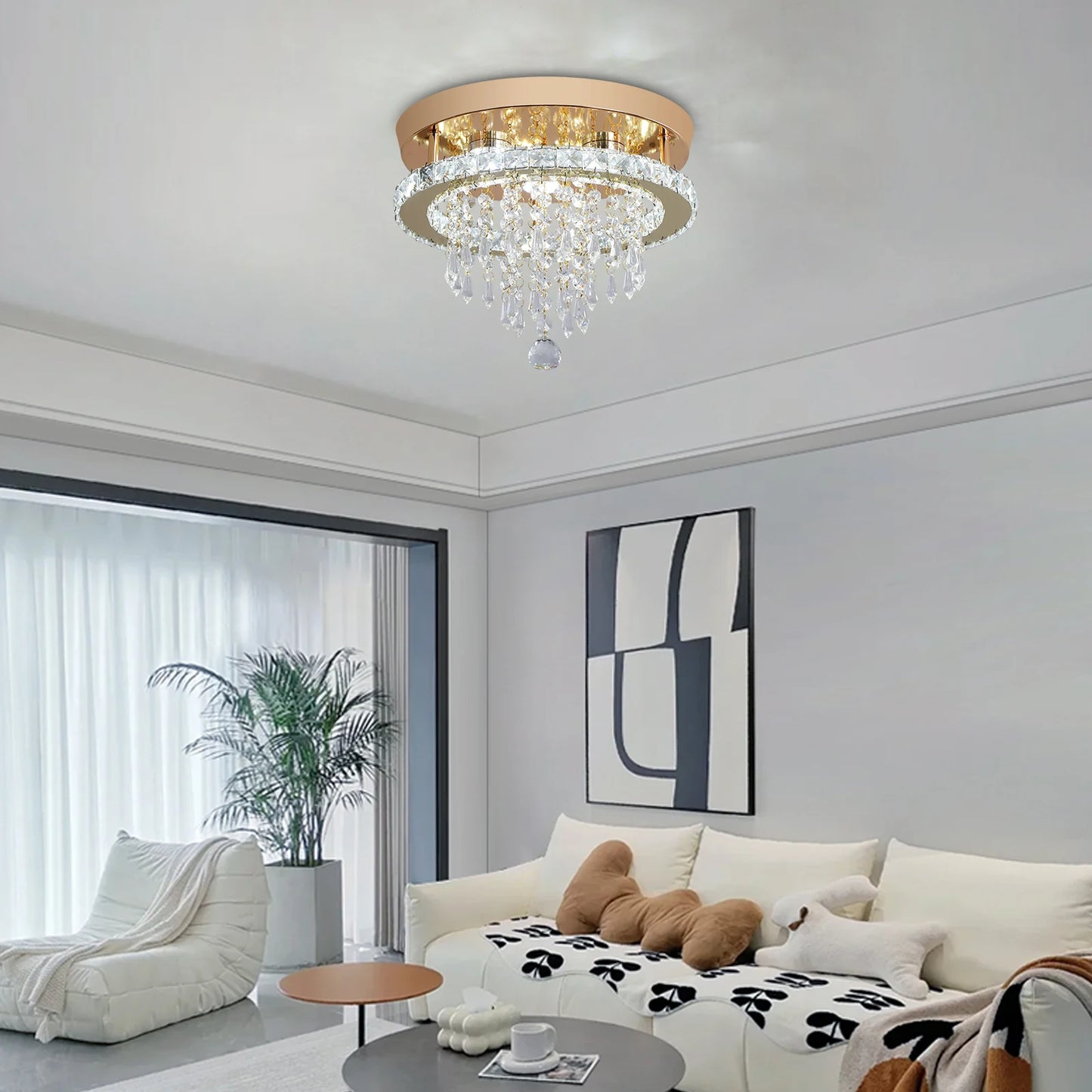 Tori Round Crystal Ceiling Light | Celestre
