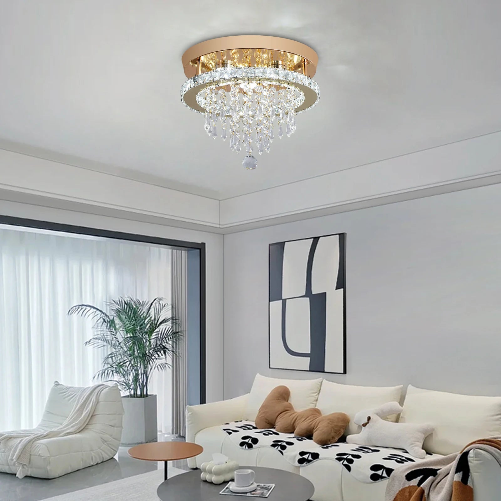 Tori Round Crystal Ceiling Light | Celestre