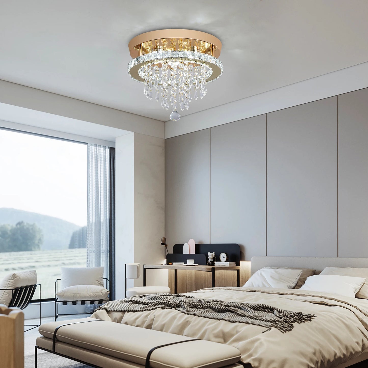 Tori Round Crystal Ceiling Light | Celestre