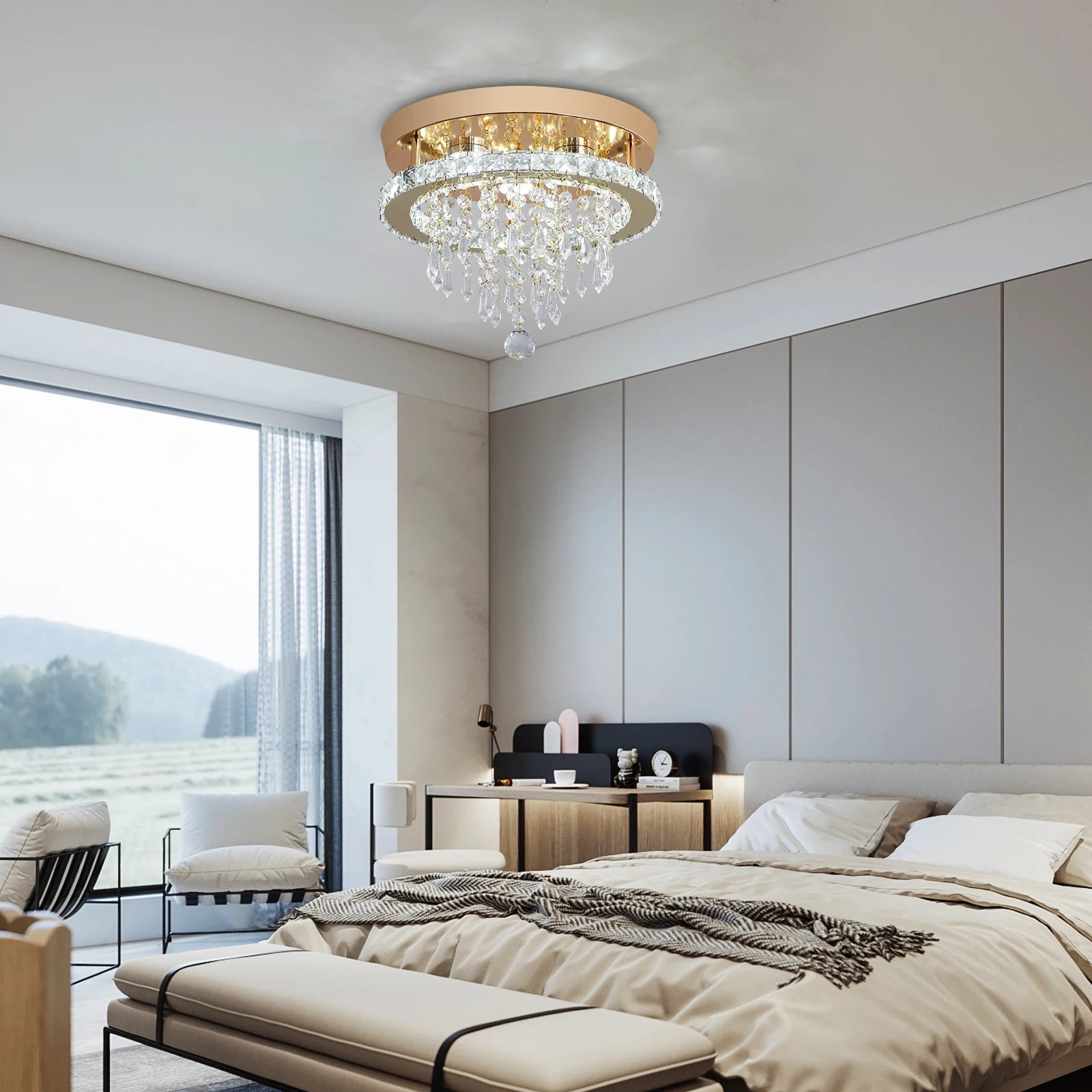 Tori Round Crystal Ceiling Light | Celestre