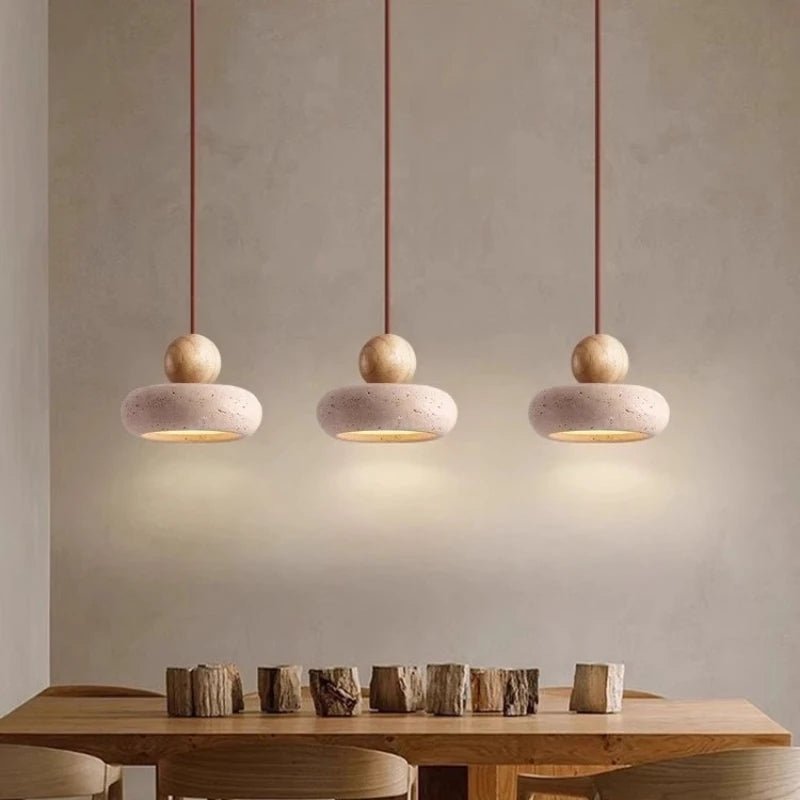Laro Travertine Stacked Round Pendant Light | Celestre