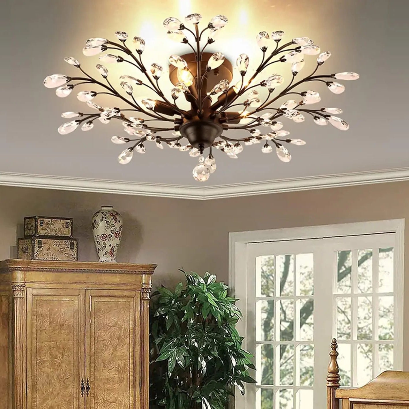 Rati Crystal Branch Ceiling Light | Celestre
