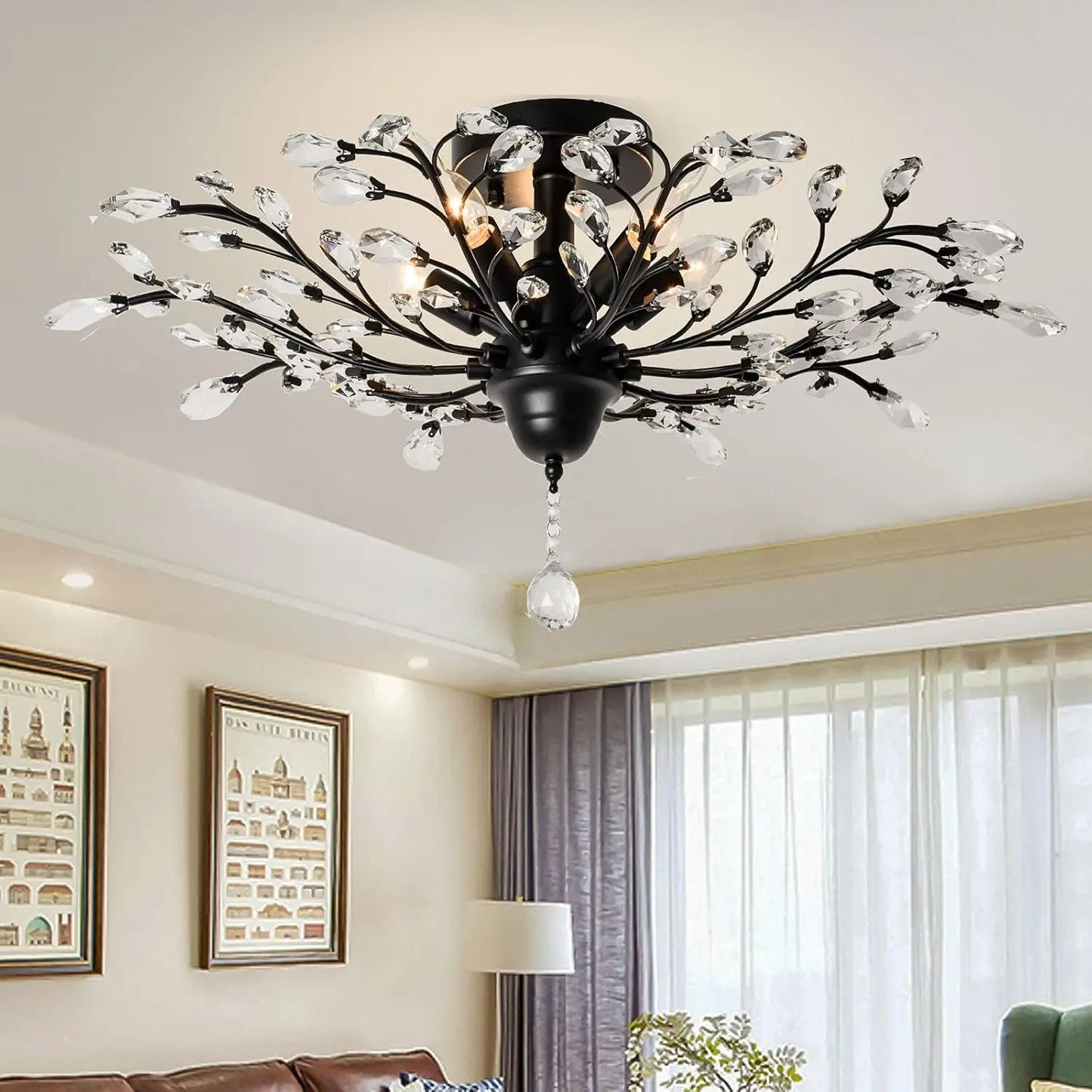 Rati Crystal Branch Ceiling Light Default | Celestre