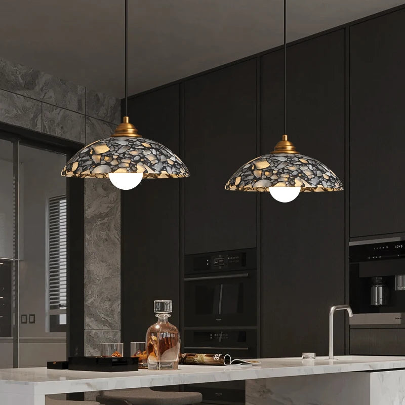 Fova Marble Spliced Bowl Pendant Light | Celestre