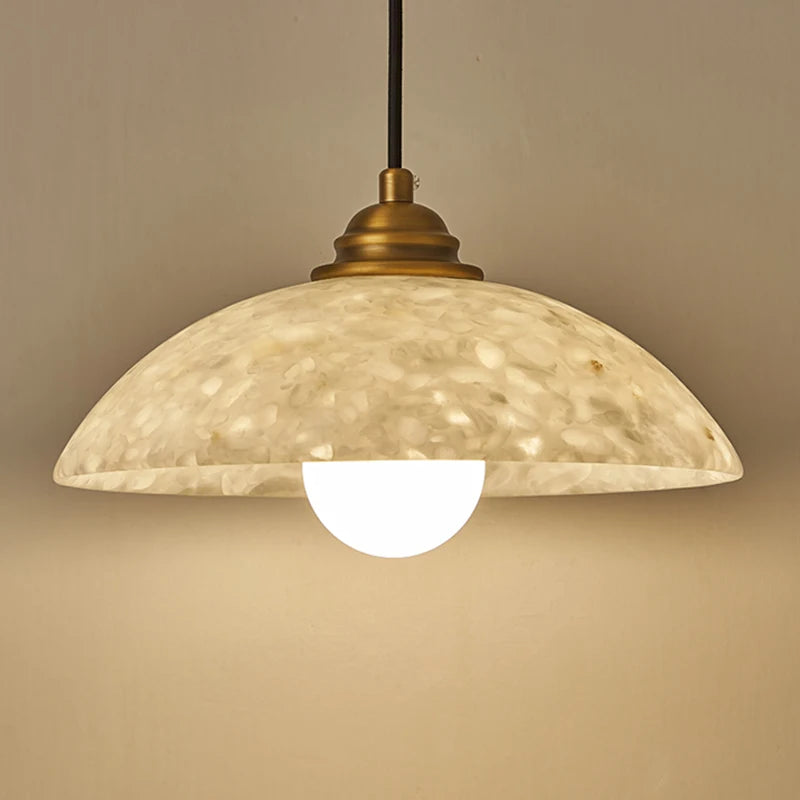 Fova Marble Spliced Bowl Pendant Light White Single Head | Celestre