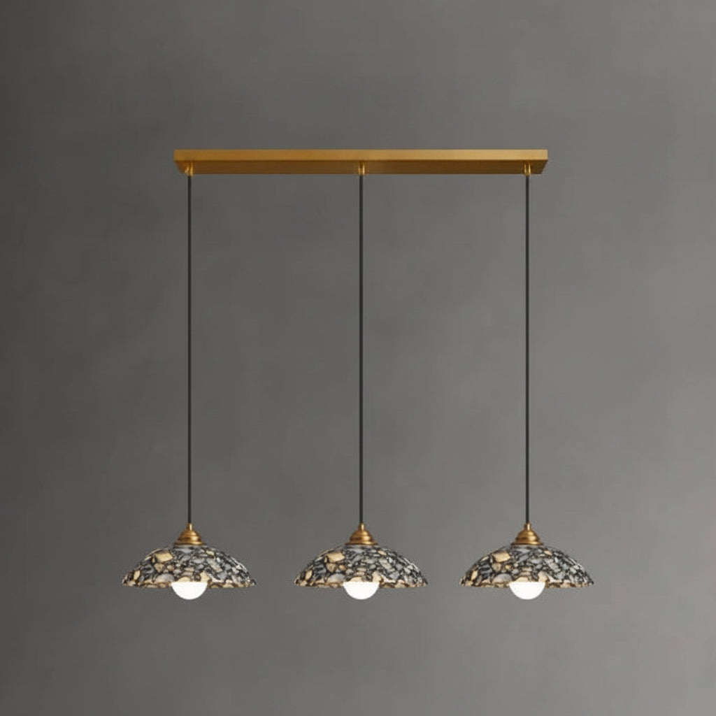 Fova Marble Spliced Bowl Pendant Light Blue 3 Heads | Celestre