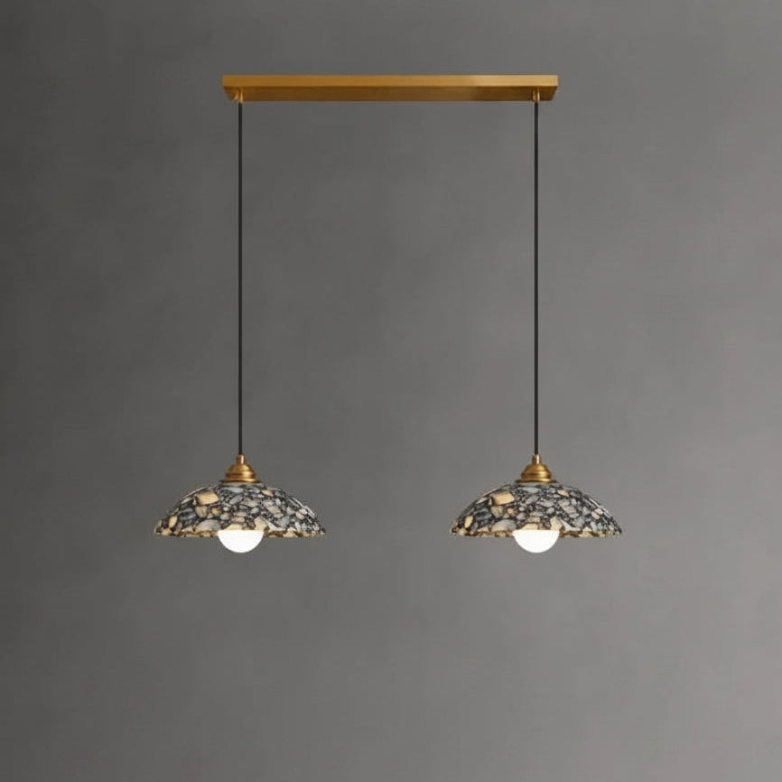 Fova Marble Spliced Bowl Pendant Light Blue Double Head | Celestre