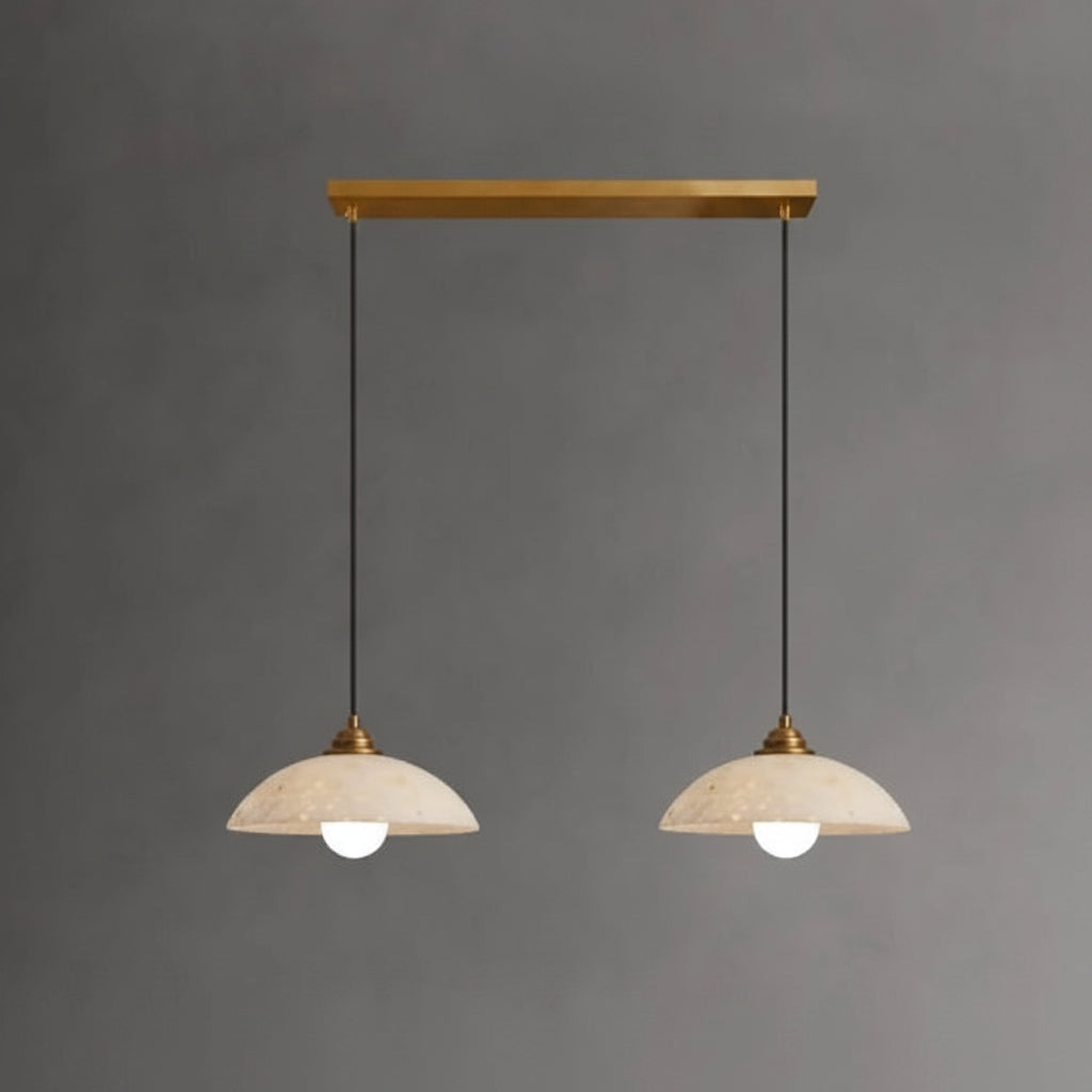 Fova Marble Spliced Bowl Pendant Light White Double Head | Celestre